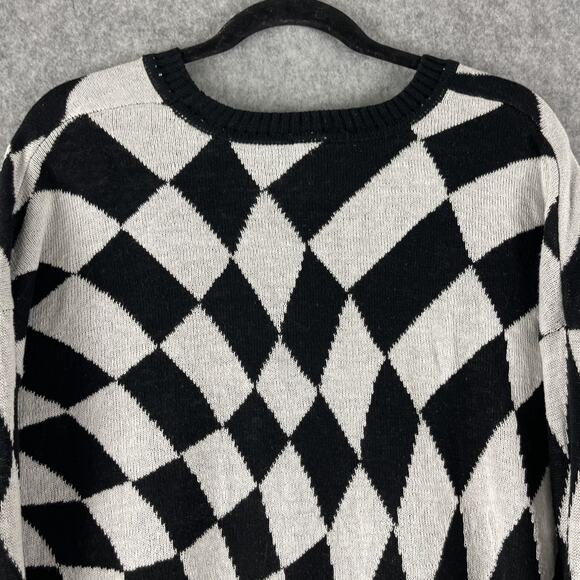 Disney Mickey Mouse Sweater Womens XXL Checkered Knit Graphics Pullover Retro - Picture 10 of 13